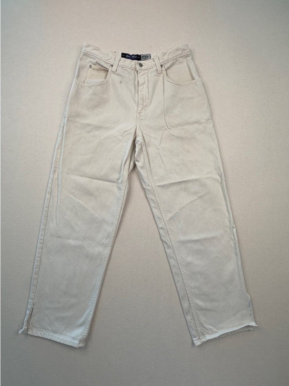 Vintage Anchor Blue Baggy Jeans 34x32 Cream White Y2K 90s